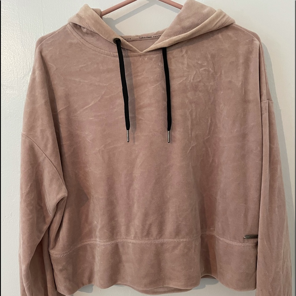 cropped velvet calvin klein hoodie